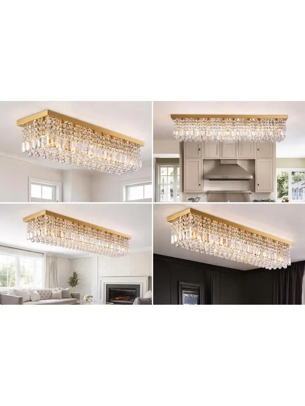 39.4W X 10D X 10H Elandor Flushmount Crystal Rectangular Cei